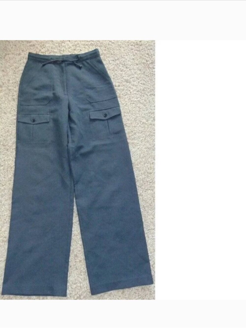 Boutique Europa Tall Dress Pants Womens 10T Gray Cargo Flat Front Straight Long